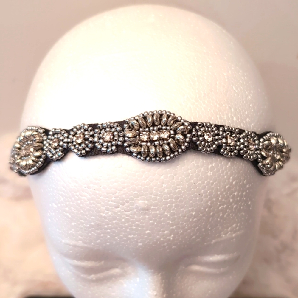 Silver Toned Beaded Hair Band
